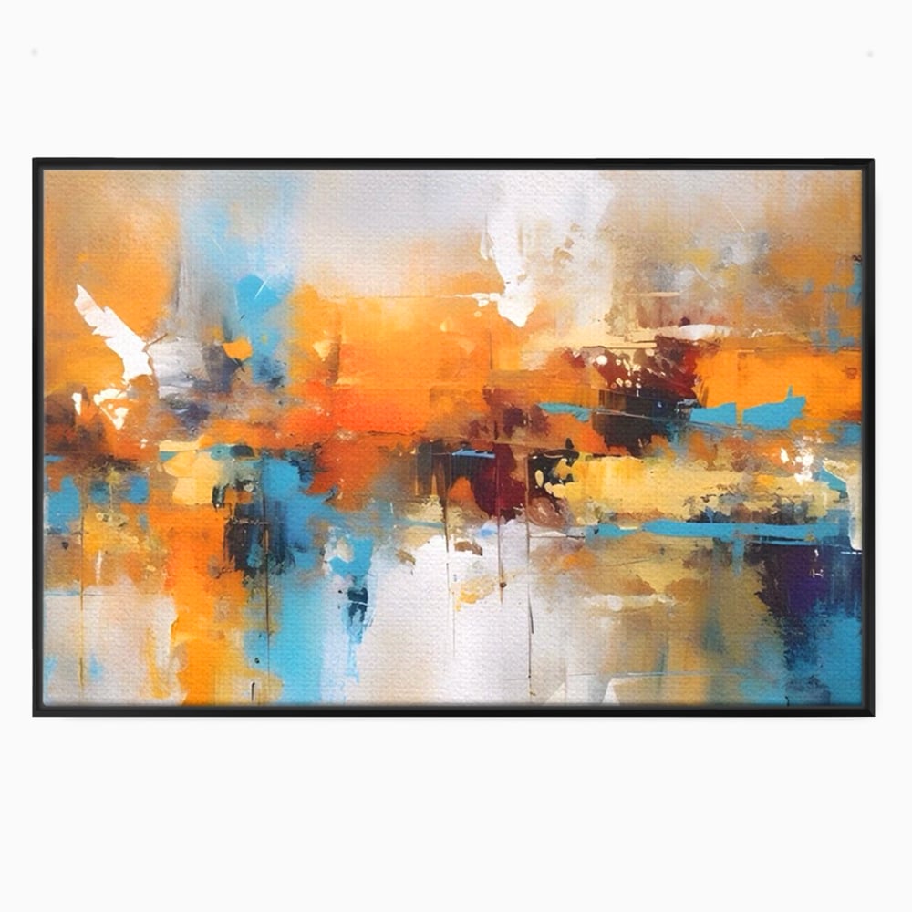 Tablou canvas cu tablou canvas abstract orizontal, in rama de aluminiu negru